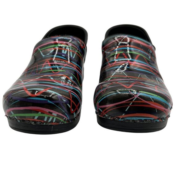 Dansko Womens 11.5 Professional Retro Streamer Patent Leather Clogs Comfort Shoe - Picture 3 of 16